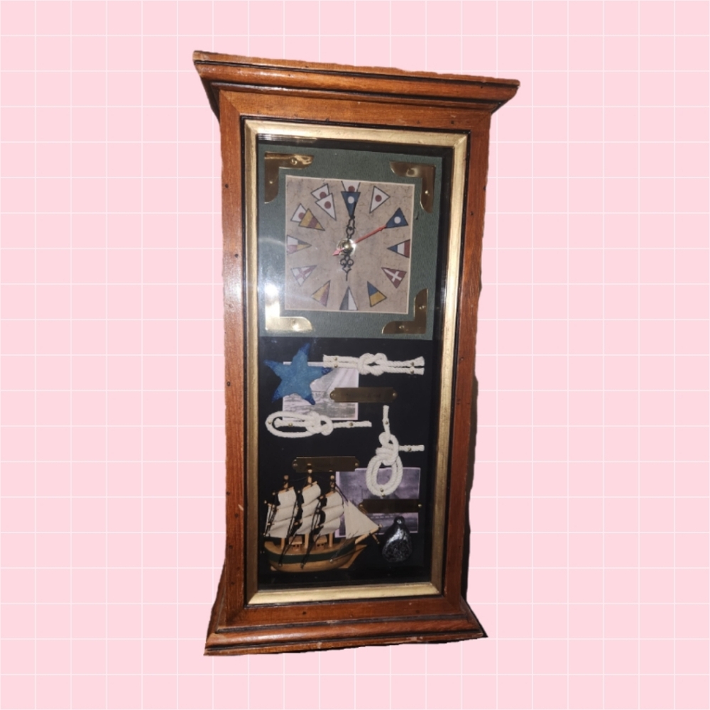 Wooden Shadow Box Nautical Clock